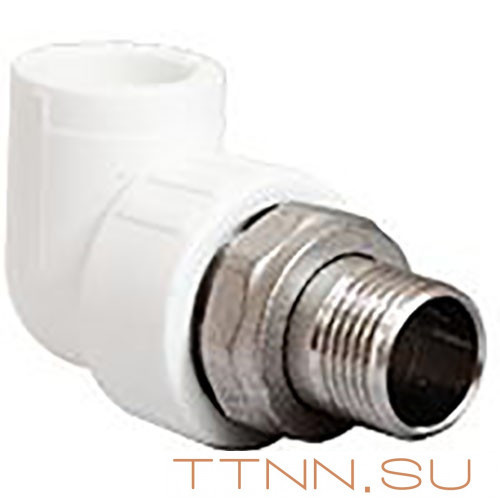 Угольник РосТурПласт с американкой для радиатора, наруж. резьба 20х3/4" арт.14626