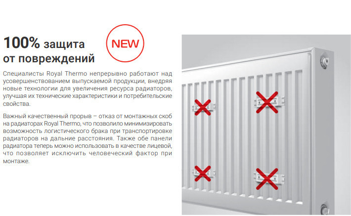 Стальной панельный радиатор Тип 21 Royal Thermo VENTIL COMPACT 21-500-1300