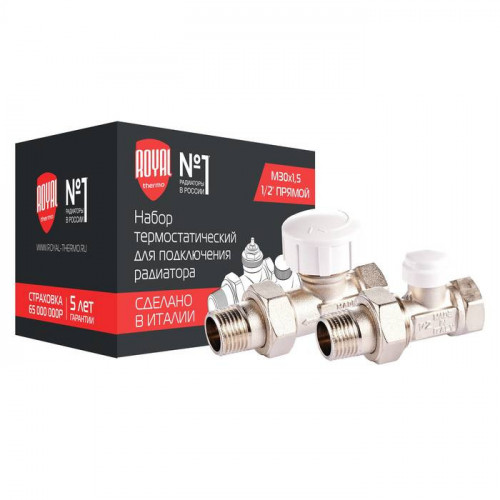 Набор термостатический Royal Thermo прямой М30х1,5 3/4" (никель)