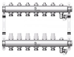 Коллектор для отопления Wester 1"-3/4 в сборе на 6 выходов с 2 заглушками