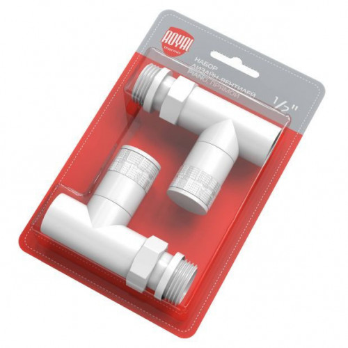 Набор вентелей Royal Thermo PIANO, УГЛОВОЙ, (2 шт) белый